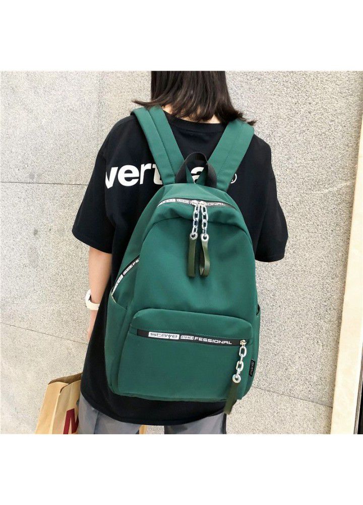 2019 new style college style Nylon Backpack simple fashion solid color schoolbag for male and female students can be customized 
