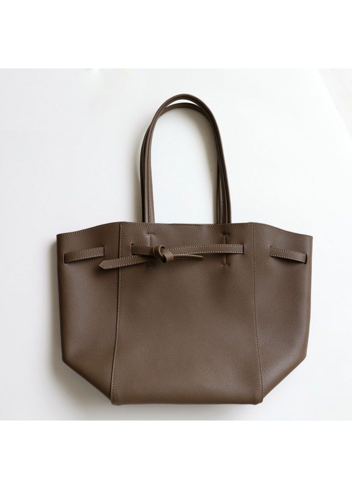  new leather large capacity commuter Tote Bag Leather shopping bag portable one shoulder women's Bag Drawstring wing bag 