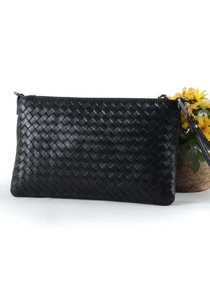  new women's woven bag Korean real leather bag Single Shoulder Messenger women's bag sheepskin gradient woven hand bag 