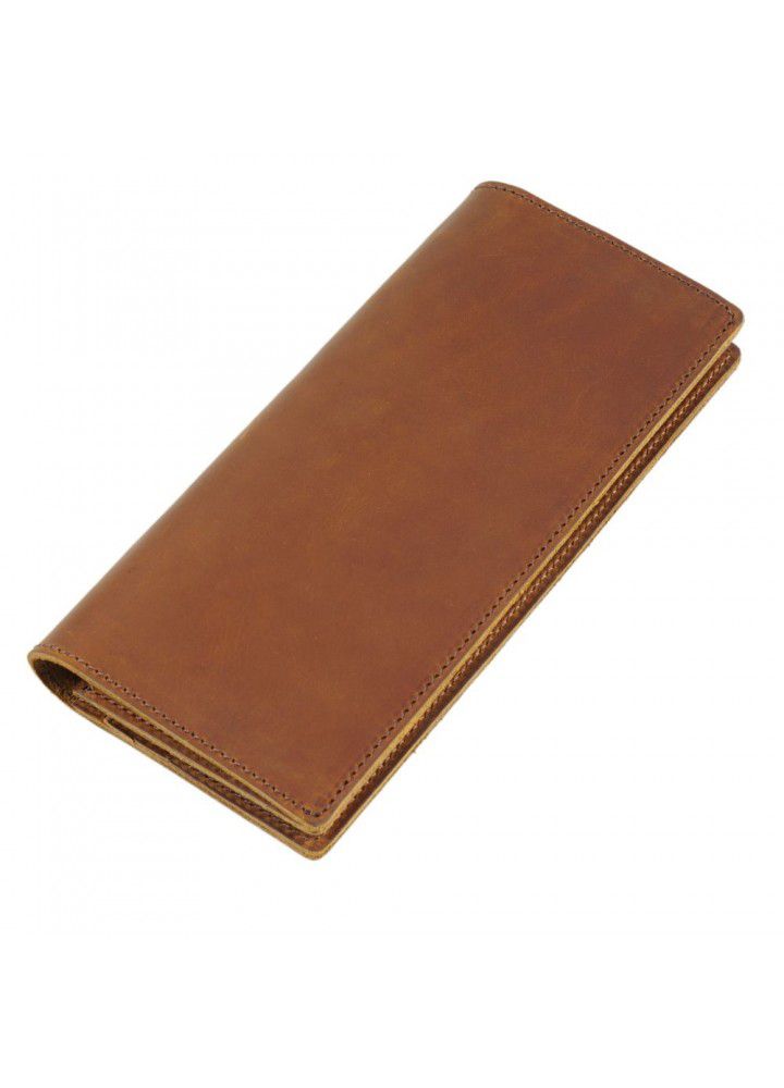 Amazon express retro crazy horse skin long wallet men's leather business handbag leather zipper wallet 
