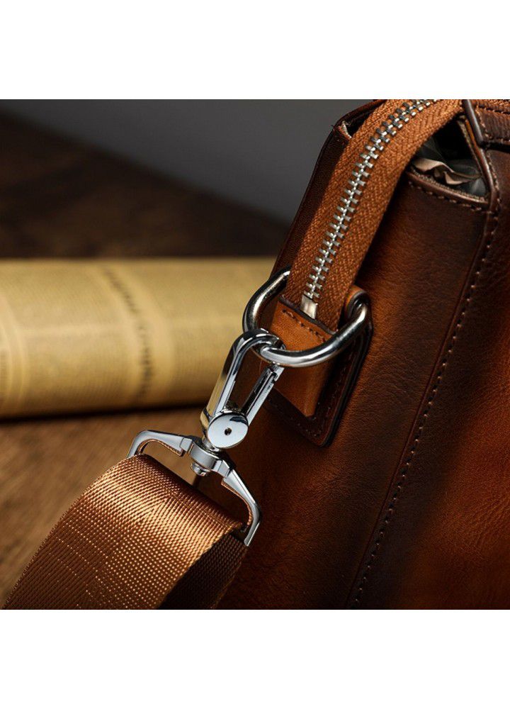  summer new product vegetable tanning leather first layer Cow Leather Handmade men's briefcase 