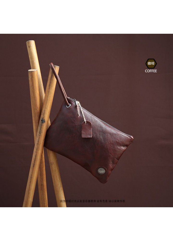  new original hand-made vegetable tanning leather men's bag Japanese style retro leather hand grip bag head layer leather hand bag 