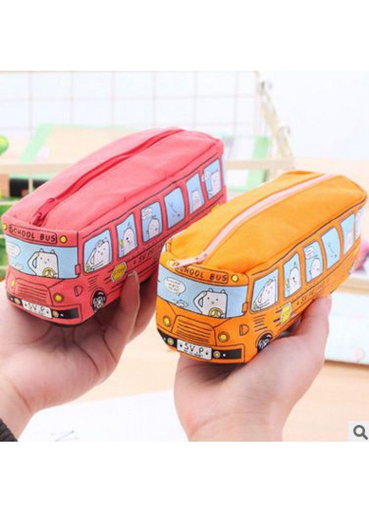 2017 creative student stationery small animal bus pencil case bus pencil case men's and women's canvas stationery case 