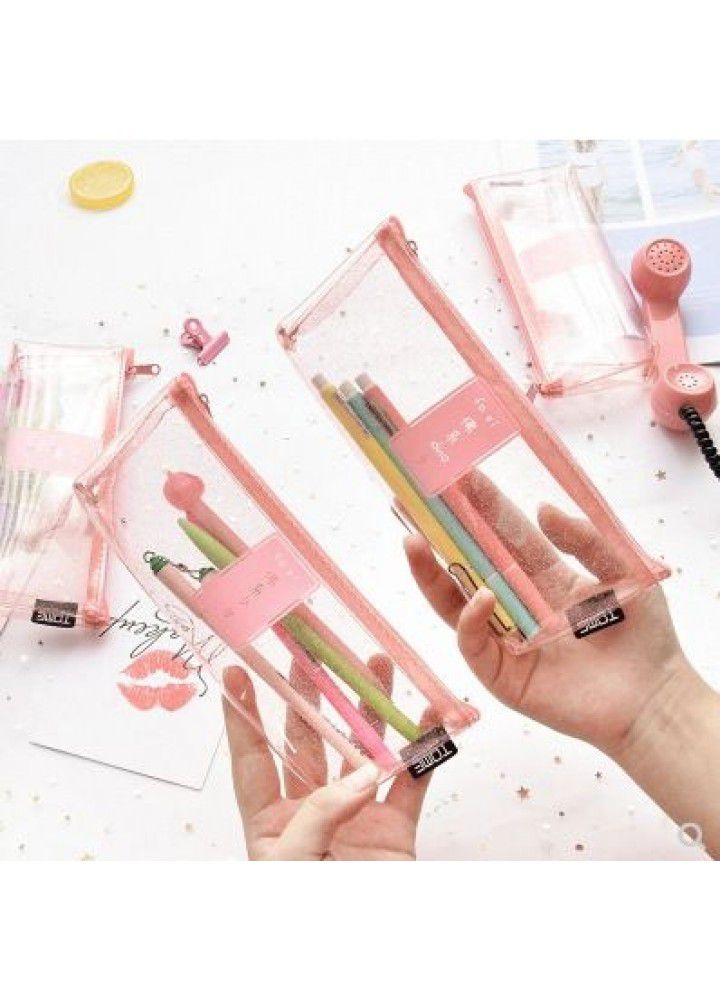 Creative Buddhist girl's simple pencil bag girl's fresh transparent stationery bag student's lovely pencil bag 