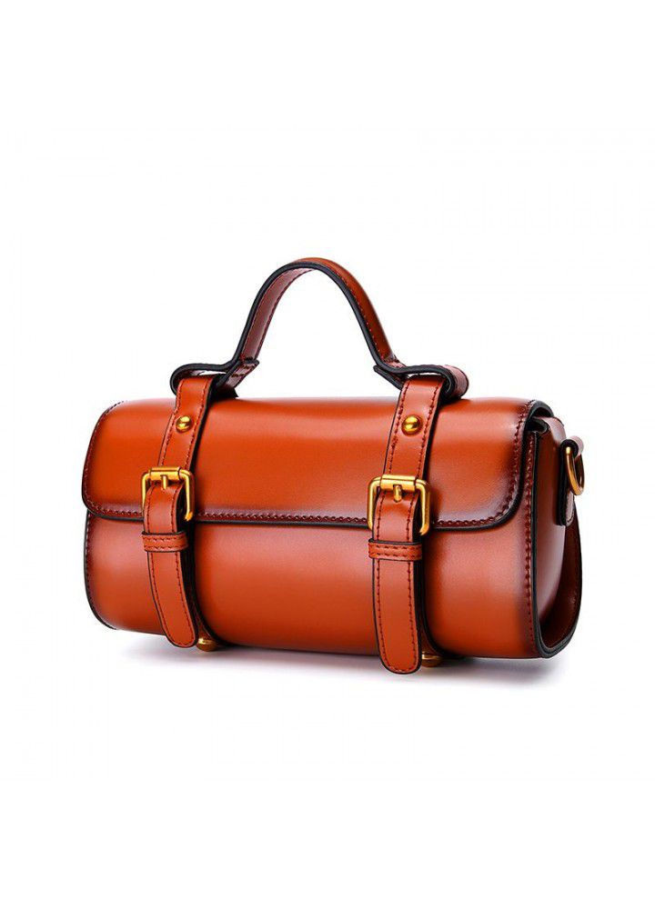  new Crossbody Bag cowhide retro shoulder bag trend portable postman bag leather women's bag small bag 3050 