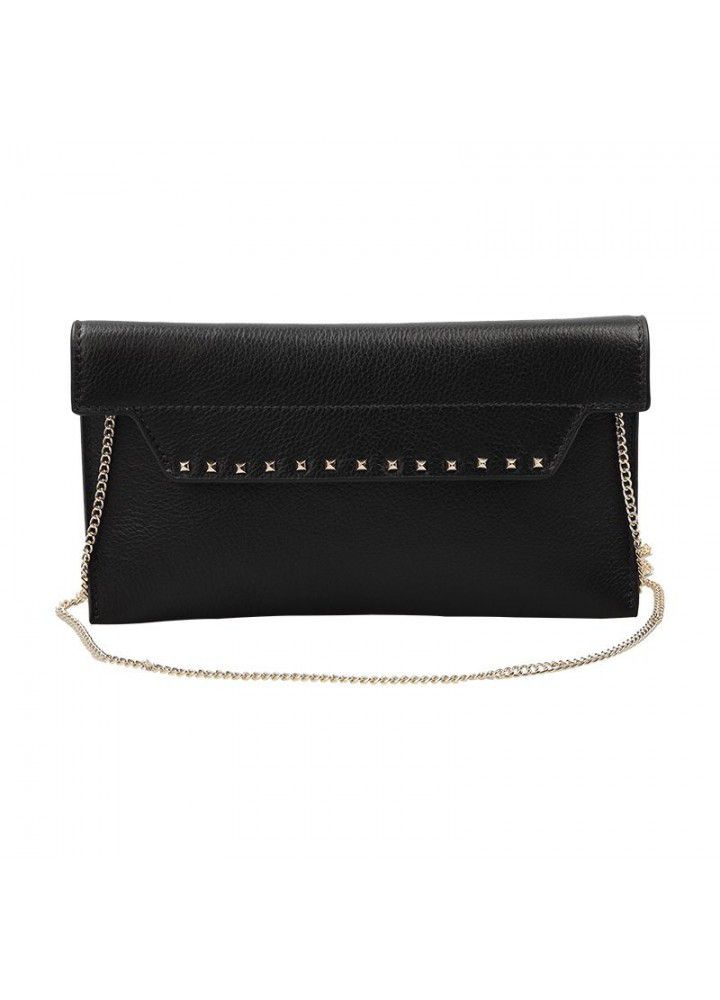  new rivet hand bag head layer leather envelope chain bag simple commuting lady leather mobile phone bag 