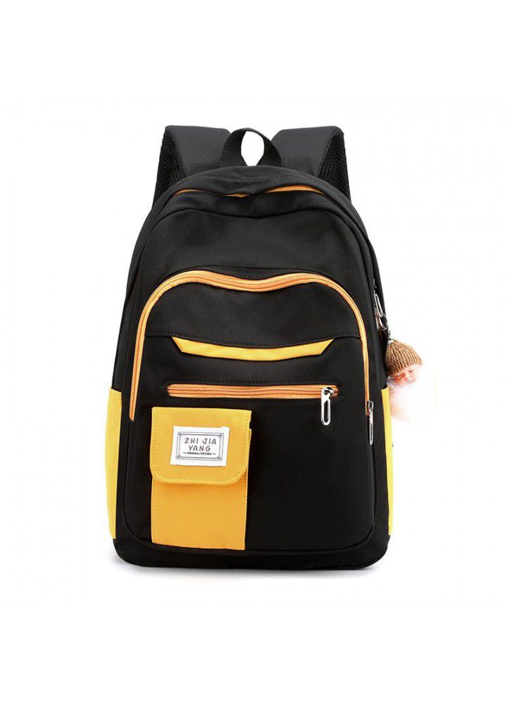  new color contrast Nylon Backpack junior high school student schoolbag ins fashion male and female outdoor waterproof Backpack