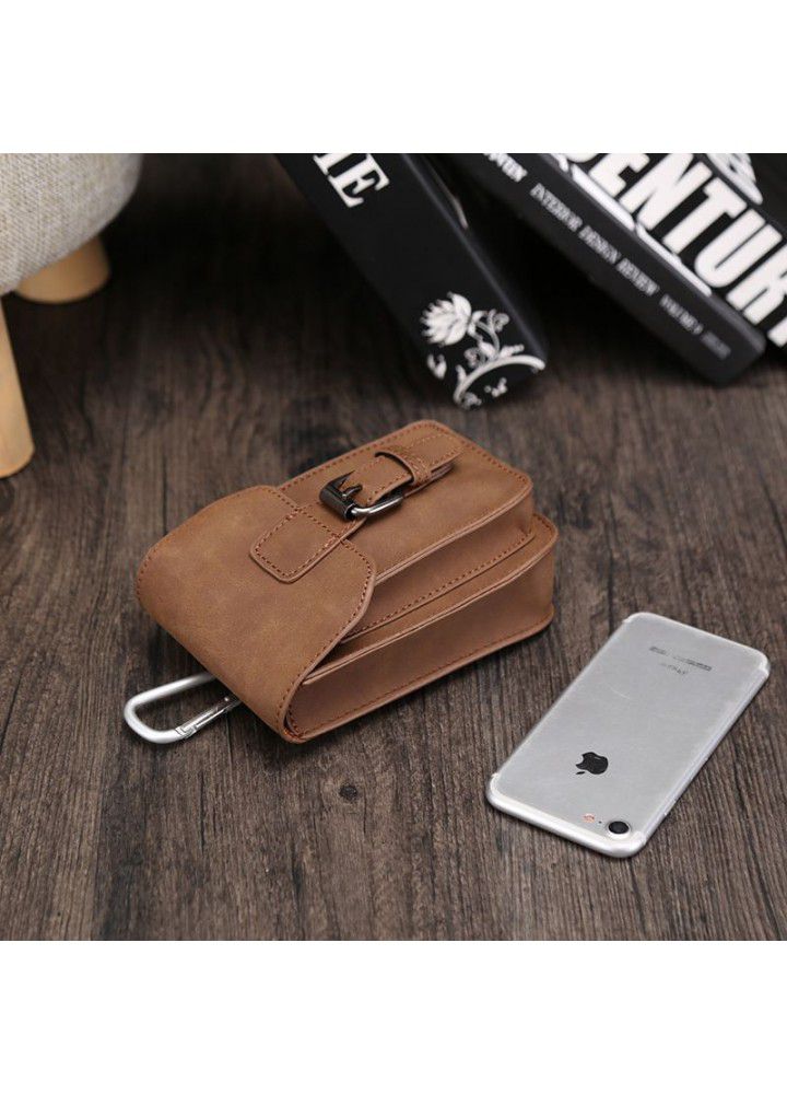  Mobile Phone Bag Mini / mini stereo bag retro Pu crazy horse leather waist bag vertical square small hanging bag