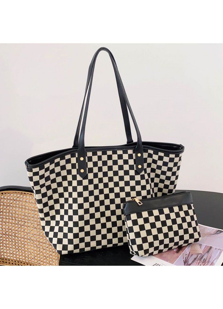  autumn and winter new high-capacity tote bag women's Korean version trendy chessboard checkered leisure Shoulder Bag Fashion child and mother bag