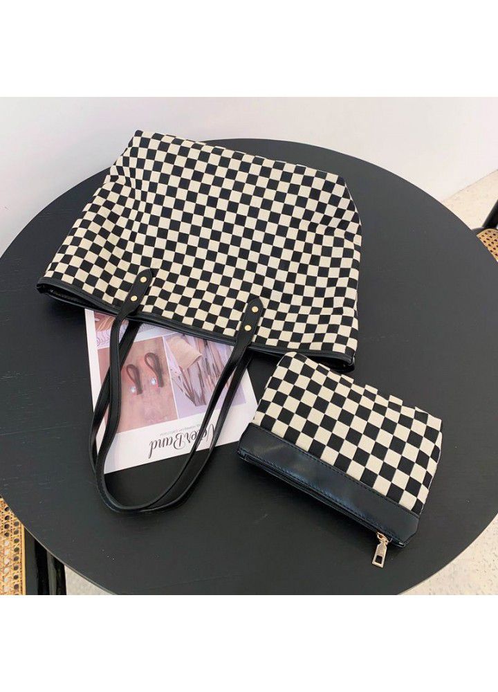  autumn and winter new high-capacity tote bag women's Korean version trendy chessboard checkered leisure Shoulder Bag Fashion child and mother bag