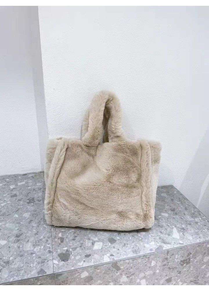  autumn and winter new plush bag women's tote bag women's large capacity versatile Tote plush cloth shoulder bag
