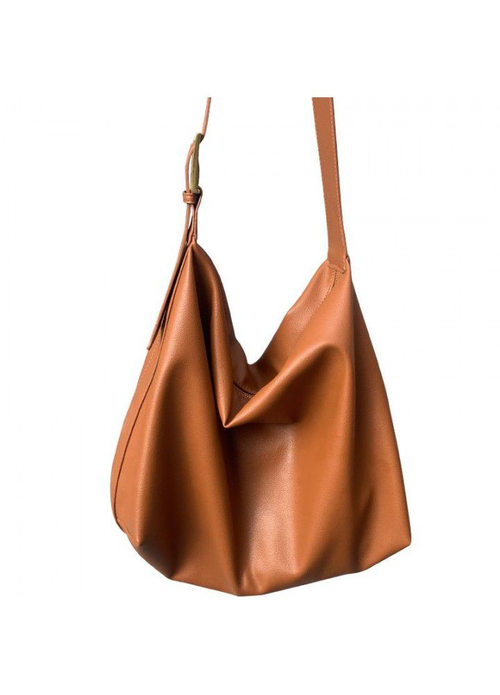  autumn and winter new female messenger bag soft leather large capacity simple fashion single shoulder bag wide shoulder strap Tote Bag