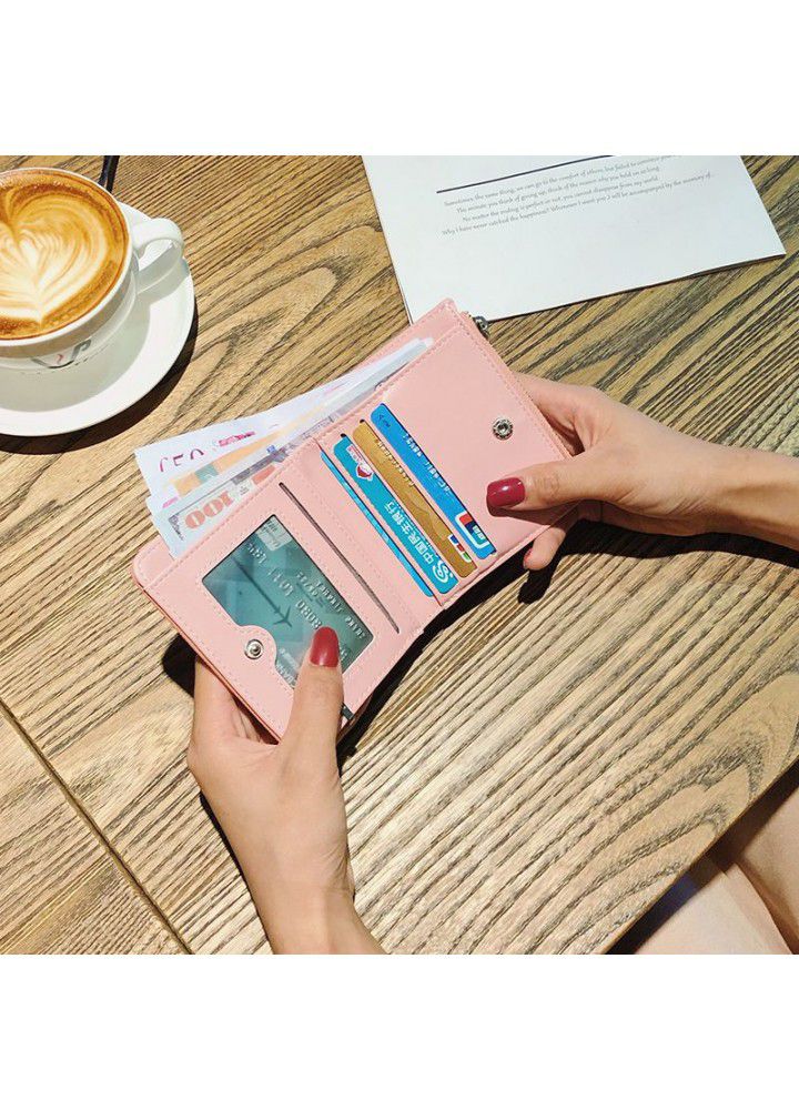  cross border new women's wallet short zipper wallet women's Korean version multi card slot two fold small wallet