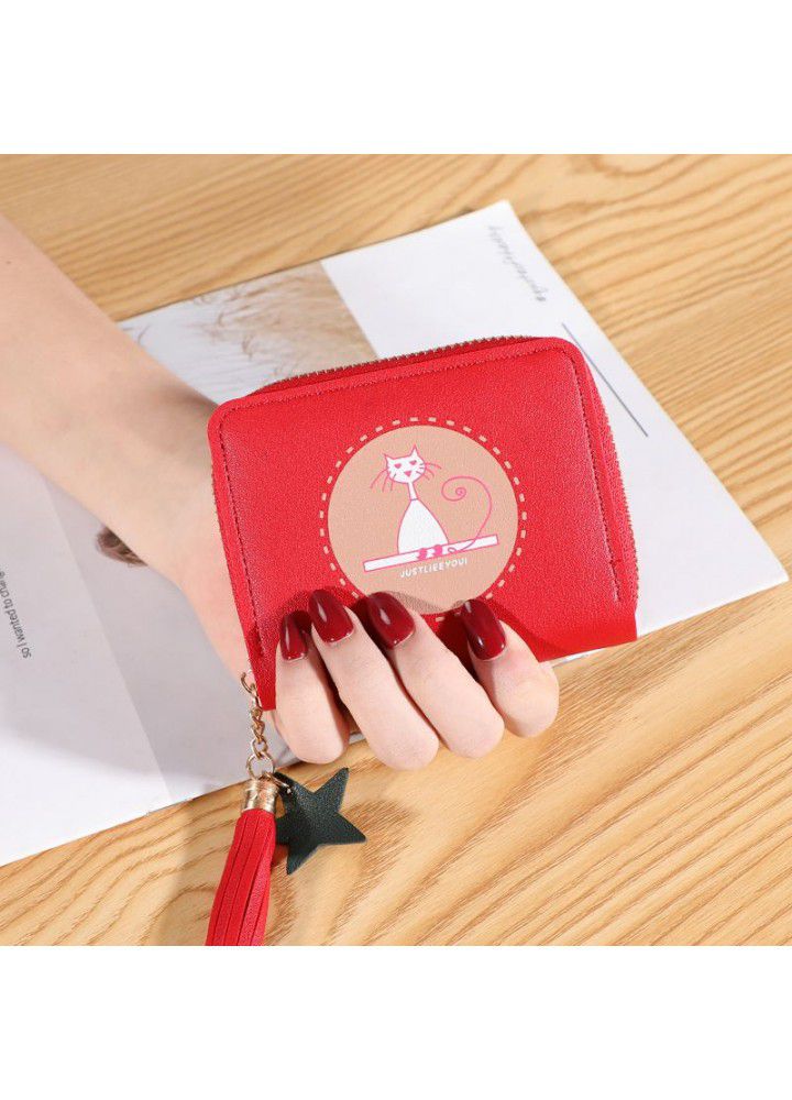  cat new women's zero wallet short zipper coin bag cute fashion small fresh Korean student