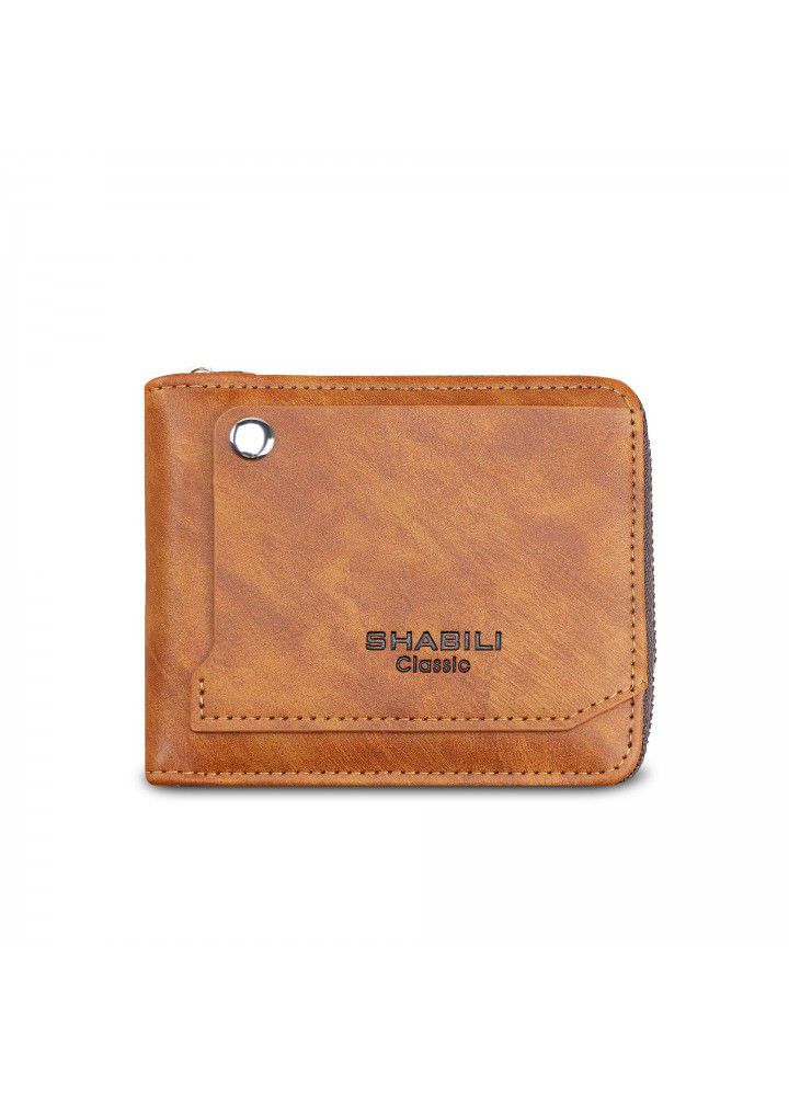  men's short wallet classic external draw card fashion Student Wallet men's multifunctional large capacity small card bag