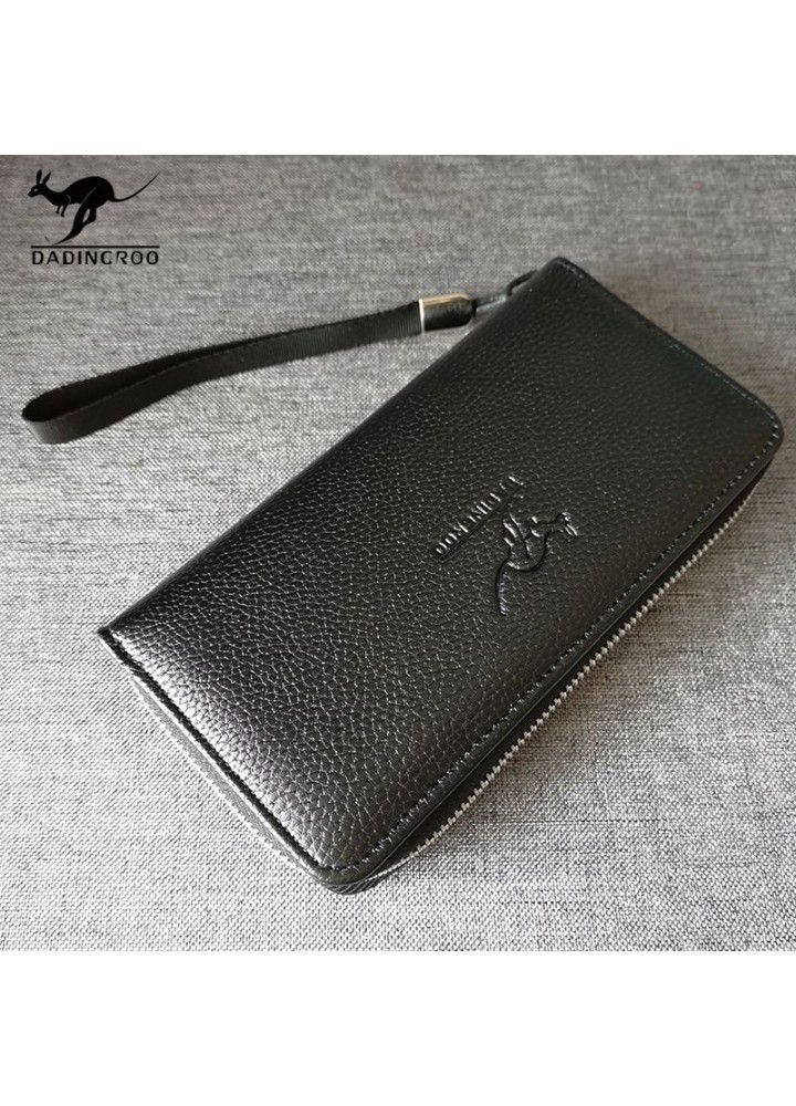  new men's litchi pattern Handbag business large capacity Pu wallet change card bag handbag